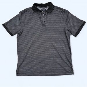 Nordstrom Large Black and Gray Stripe Polo Shirt 100% Cotton